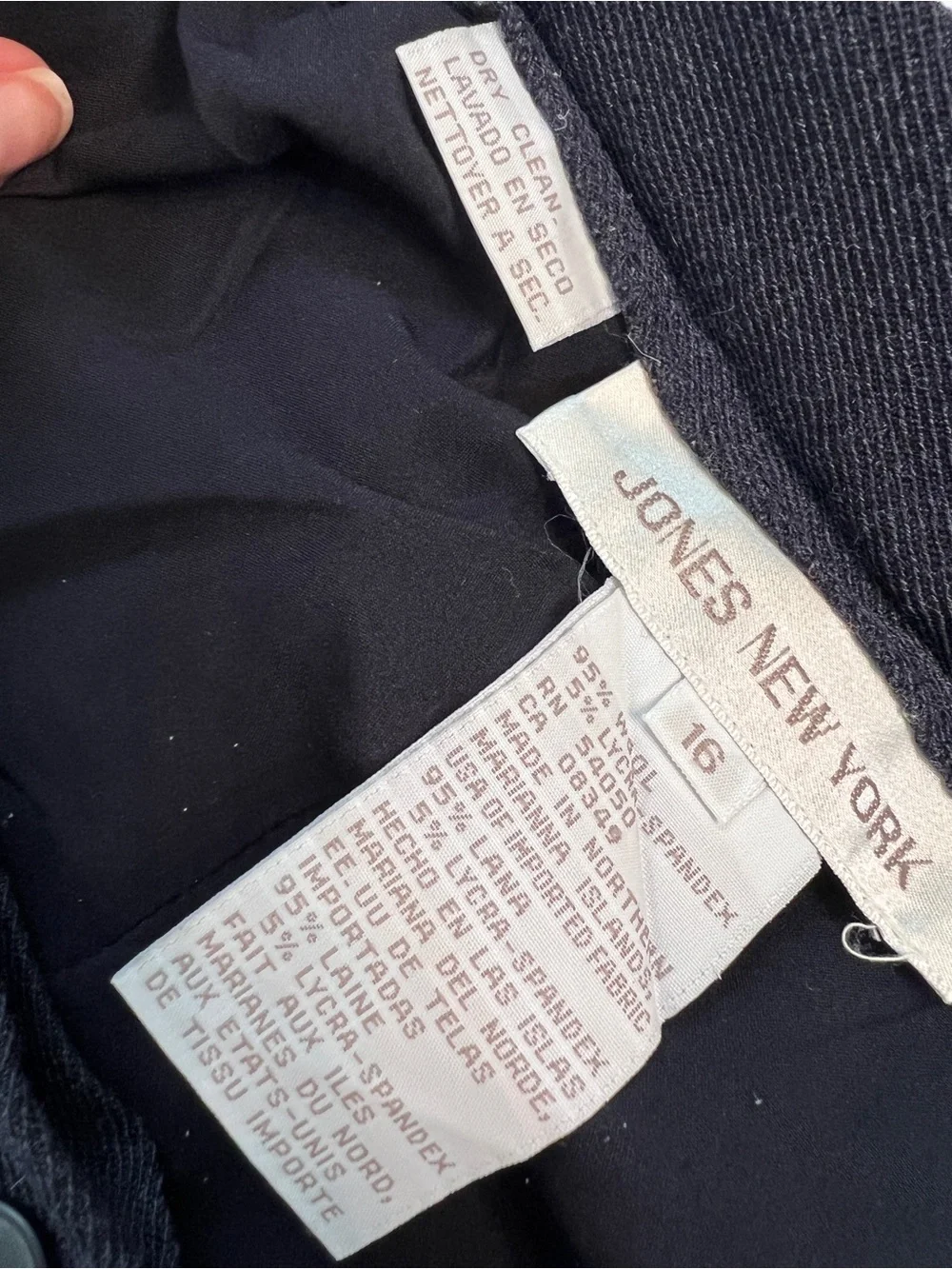 VTG 90s Jones New York Wool Blend Navy Blue Pants Suit Set 16